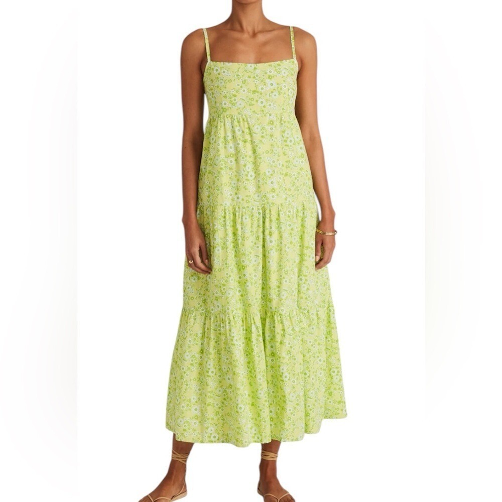 Faithfull the Brand Nyree Midi Dress Cremona Floral Print Sz Large Babydoll NWT